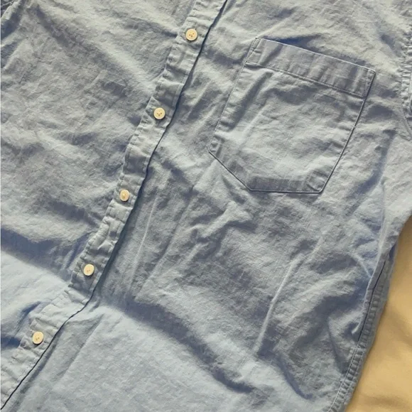 Men's Linen Look Casual Shirt Italian Design Blue Large - Picture 9 of 9